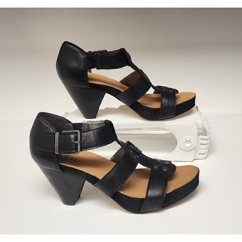 Reba Womens Black Ankle Strappy Block Heels Open Toe D'Orsay Sandals Size 7M